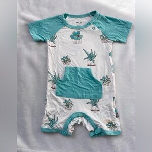 Kyte BABY Short All in Succulent | Bamboo Unisex Shortie Romper w Front Pocket